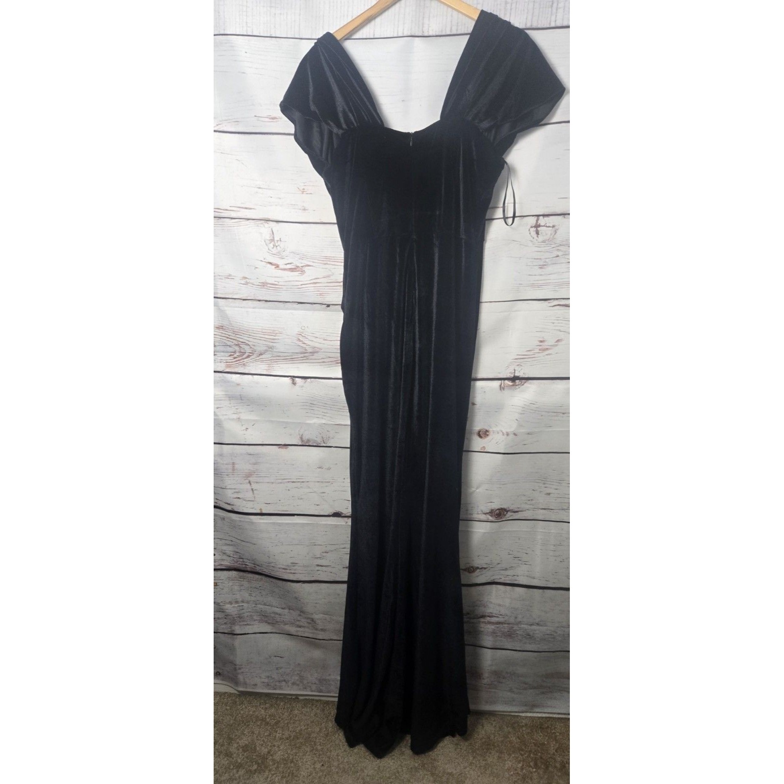 House Of Chic Womens Dress 2xl Black Velvet Off Shoulder Bodycon Side Slit — image 5 of 8
